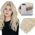 RUNATURE Blonde Clip in Hair Extensions Real Human Hair 18 Inch 120g 7pcs Real Hair Extensions Clip Ins Human Hair Extensions Clip in Double Weft Straight Hair #60 Platinum Blonde