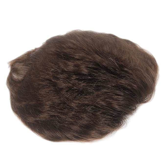 H&Bwig Men Short Toppers Hairpiece Clip in Hair Extensions for Covering White Loss Hair Toupee (Brown6060#6-10)