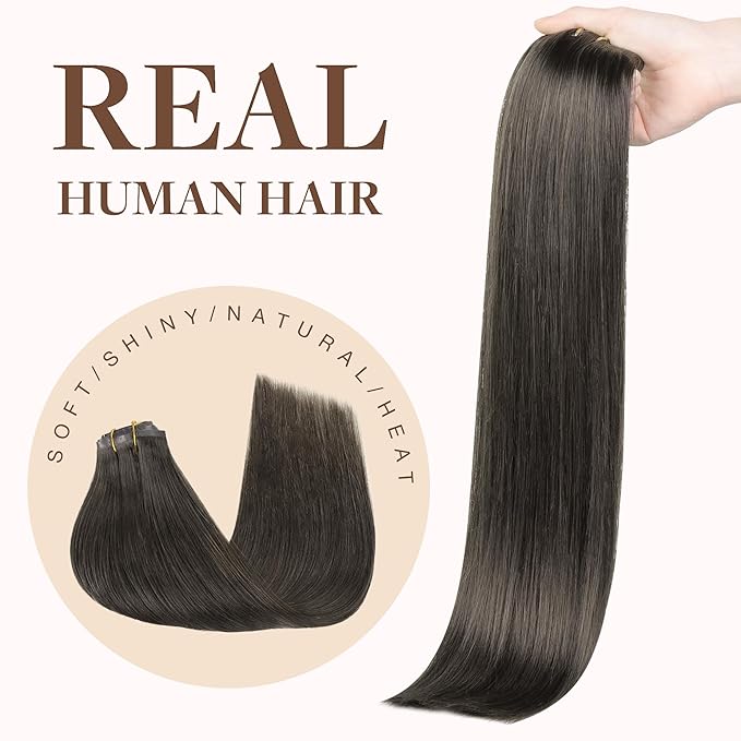 GOO GOO Clip in Hair Extensions Real Human Hair, Remy Human Hair Extensions Clip ins for Women, Natural Human Hair, 24inch 160g 7Pcs, 1C Mocha Brown