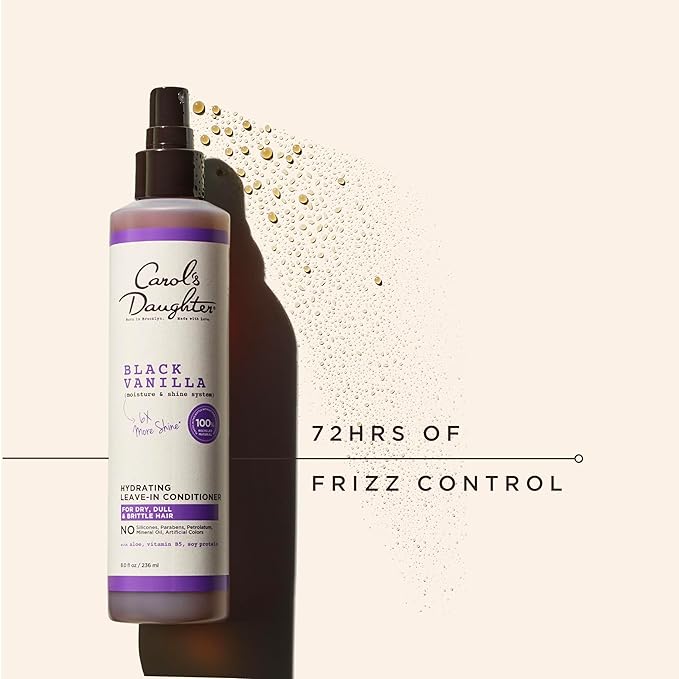 Carol's Daughter Black Vanilla Leave In Conditioner for Curly, Wavy or Natural Hair, Moisturizing Hair Care for Dry, Dull or Brittle Split Ends, 8 Fl Oz