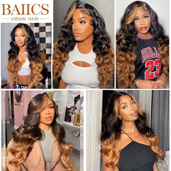 250 density 12A 360 Lace front wigs human hairOmbre 360 Lace Front Wigs Human Hair For Women Highlight Honey Lace Human Hair Wig Glueless Wig Body Wave Lace Front Wigs