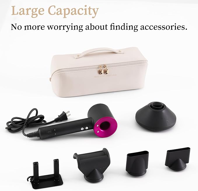 Travel Case Compatible with Dyson Airwrap Styler, Portable Supersonic Hair Dryer Travel Storage Bag, Waterproof Carrying Case Organizer for Shark Flexstyle and Attachments (White)