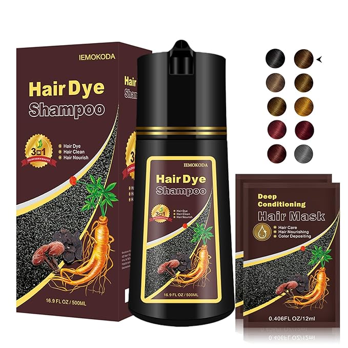 Dark Brown Hair Dye Shampoo, Semi-Permanent Brown Hair Dye, Hair Color Shampoo for Women Men, Cover Grays in Minutes, Champu Para Canas, Champu Para Pintar el Cabello, Easy to Use 16.90 Fl Oz