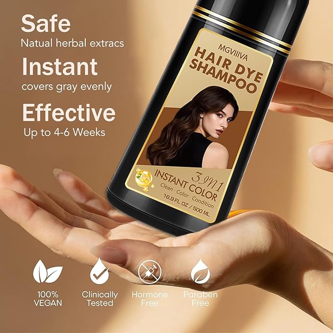 Hair Dye Shampoo 3 in 1, Blonde Brown Hair Dye for Men & Women, Long Lasting Hair Color for Gray Hair Coverage, Easy to Use, Shampoo for Color Treated Hair Dye 16.9 Fl Oz (Blonde brown)