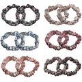 12Pcs Thin Floral Hair Ties, Soft Hair Scrunchies Elastic Hair Bands Floral Solid Ropes Ponytail Holder Stocking Stuffers for Women Girls