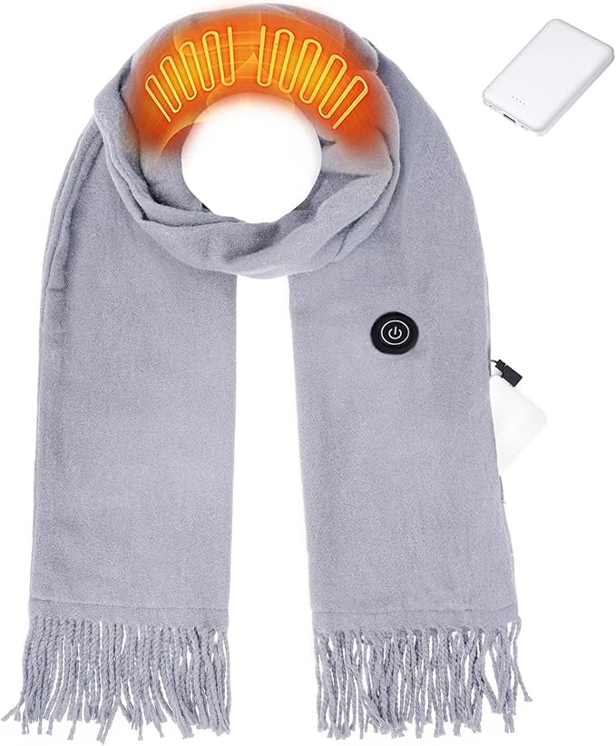 EN'DA professional Heated Scarf for Women and Men with Rechargeable Battery, Winter Electric Scarf for Cold Weather