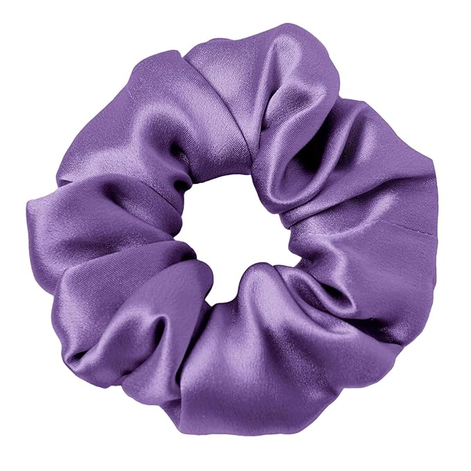 LILYSILK Silk Hair Scrunchies/Ties for Frizz & Breakage Prevention, 100% Mulberry, No Damage, Elastic ponytail Holders, 1Pc, Purple