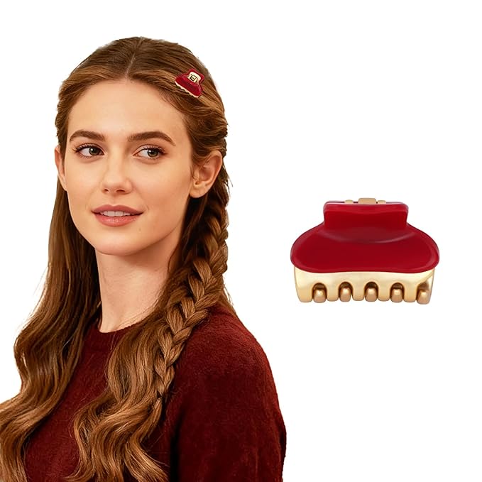 2026 Premium Durable Hair Claw Clip for Women, Original Italian Designed Strong Grip Hair Bang Clips for Thin Hair, No Slip Jaw Clips with Gift Box for Christmas Birthday Girls, 1.2" Red Minimal