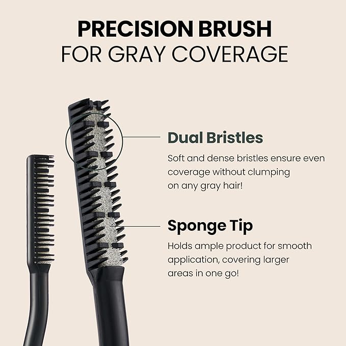 SEVEN EIGHT Gray Cover Root Touch Up Mascara Quick Cover Root Tint, Water-Resistant Concealer, Temporary Cover Up Brush for Hair Mustache & Beard (DARK BROWN)