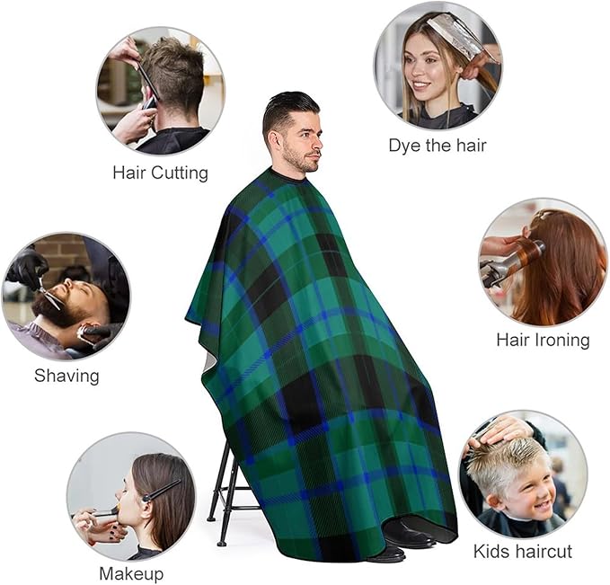 Extra Large Hair Styling Cape, Scottish Tartan Plaid Haircut Apron Haircuting Salon Cape Gown for Hair Cutting Styling