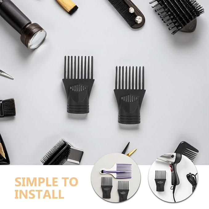3pcs Hair Dryer Concentrator Attachment - Salon Plastic Blow Dryer Comb Nozzle Replacement - Black Hair Styling Blower Comb Nozzle