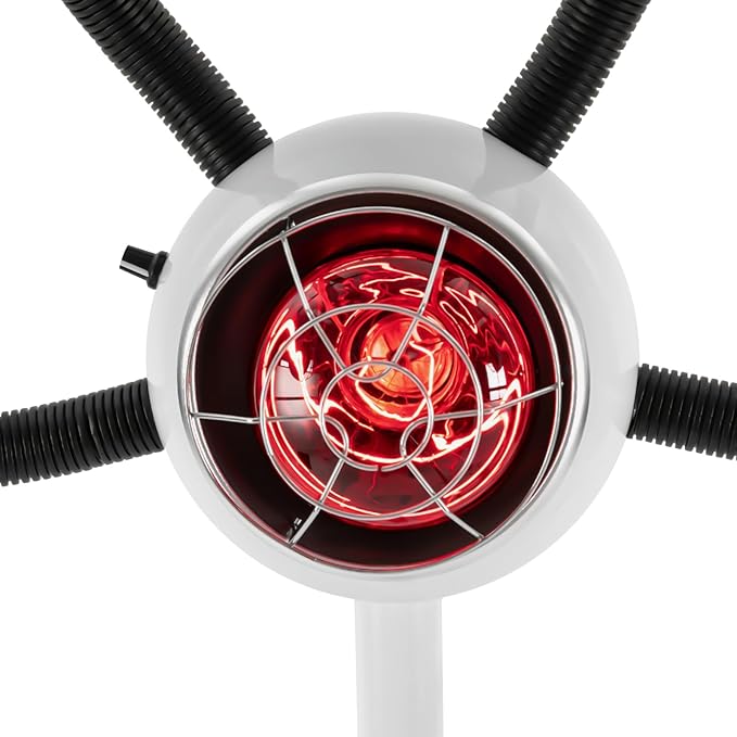 5 Head Infrared Heat Lamp, Adjusting Height Styling Perming Dryer, Salon Heat Lamp Headed Lamp with Rolling Wheels, Multifunction Infrared Lamp Hair Dryer Hair Color Processor Machine (White)