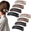 8 Pcs Large Lay Flat Claw Clips for Women French Side Slide Barrettes for Thin Fine Hair Rectangle Alligator Hair Accessories,Bright Black Brown