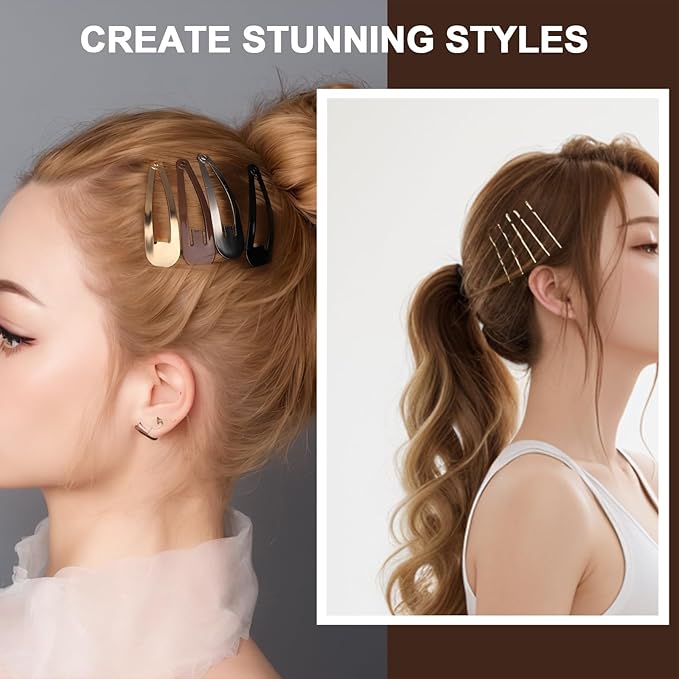 YGDZ Bobby Pins Set, Hair Pins, Hair Clips Kit, 2Inch Bobby Pins Brown Hair, Black, Blonde Hair, U Shaped Hair Pins for Buns, French Pins, Snap Hair Clips, Hair Barrettes, Hair Accessories for Women