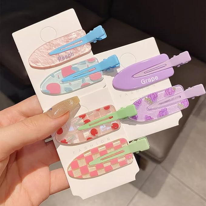 2 Pcs Cute fruit hair clip for Women Girls thick,thin hair.No Bend No Crease Hair Clips for styling sectioning hair barretters fine (Cherry yogurt)