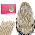 WENNALIFE Tape in Hair Extensions Human Hair, 20pcs 14 inch 50g Ash Blonde to Golden Blonde and Platinum Blonde Remy Tape Hair Extensions Real Human Hair Tape Extensions Coloured Hair Extensions