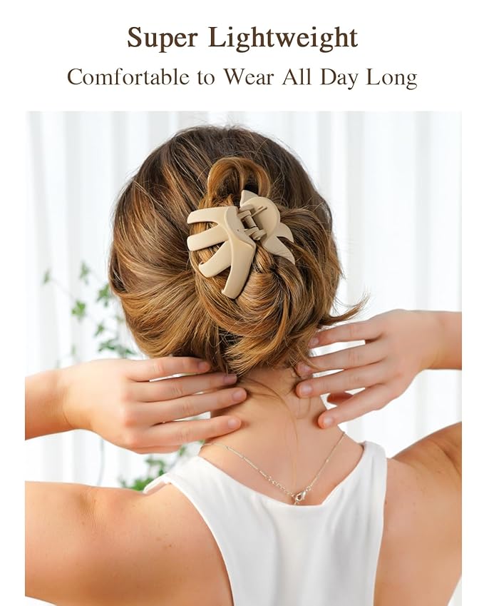 Big Claw Hair Clips for Thick Hair, 3.2" Matte Octopus Large Clips for Women and Girls, Strong Hold Jumbo Clips for All Hair Types, 6 Pack (Neutral)