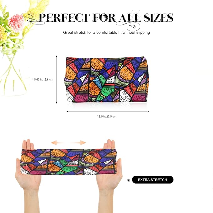 Head Bands for Women's Hair - Non-Slip Wide Yoga Head Wrap, 4 Pack African Print Workout Turban for Natural Hair, Braids, Dreadlocks & Protective Styles