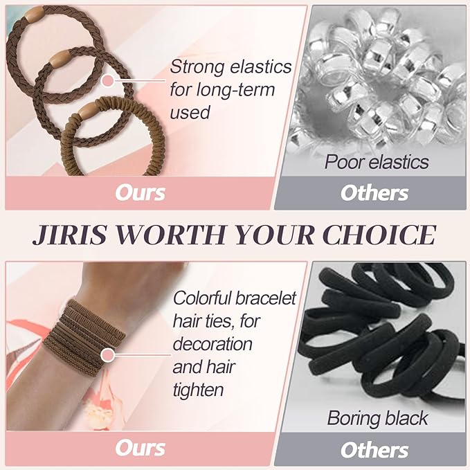 JIIRS 10PCS Boho Hair Ties,Elastic Bracelets,Elastic Hair Ties, Hair Bands For Ponytails,Ponytail Holder for Thick or Thin Hair,Boho Hair Bracelets No-Damage For Daily Life, Sport, Working(Set2)