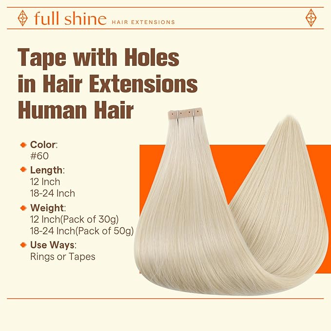 Full Shine Blonde Tape in Human Hair Extensions 22INCH Color 60 Bleach Blonde 50G 20Pcs Tape in Extensions Soft Remy Hair Extensions Real Human Hair Straight Invisible Seamless
