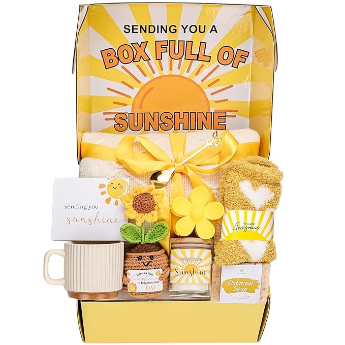 Gift Baskets for Women, Unique Birthday Gifts for Women,Get Well Soon Gift Basket,Christmas Gifts, Care Package Sending Sunshine Box Thinking of You for Mom Wife Sister Best Friends Teen Girls