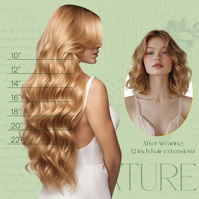 RUNATURE Clip in Hair Extensions Real Human Hair 150g 7pcs Dark Blonde Clip in Hair Extensions 24 Inch Long Straight Hair Can Be Styled #10P16 Dark Blonde Highlight Caramel Blonde