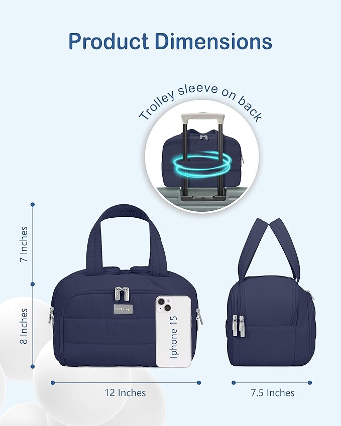 TOPDesign Travel Toiletry Bag for Women, Puffer Large Toiletry Bag, Lightweight Cosmetic Makeup Organizer with Handle for Traveling, Accessories, Essentials, Toiletries (Navy Blue)