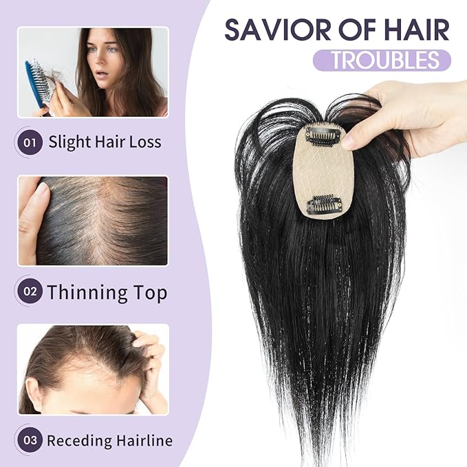 Hair Topper for Women with Thinning Hair, Lightweight & Add Volume Hairpiece for White HairRoots Cover, Changing Hairstyle, Trendy and Comfortable Design