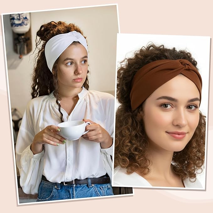 obeoby 6 Pcs Wide Headbands for Women, Twisted Hair Bands Large African Wide Hair Wrap Non Slip