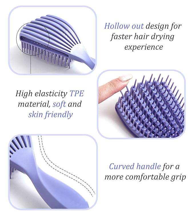 Hair Brush for Afro American/African Hair Textured Professional Curved Vented Brush Wet Dry Curly Hairbrush Detangling Massage Hairdressing Comb (Pink, Small)