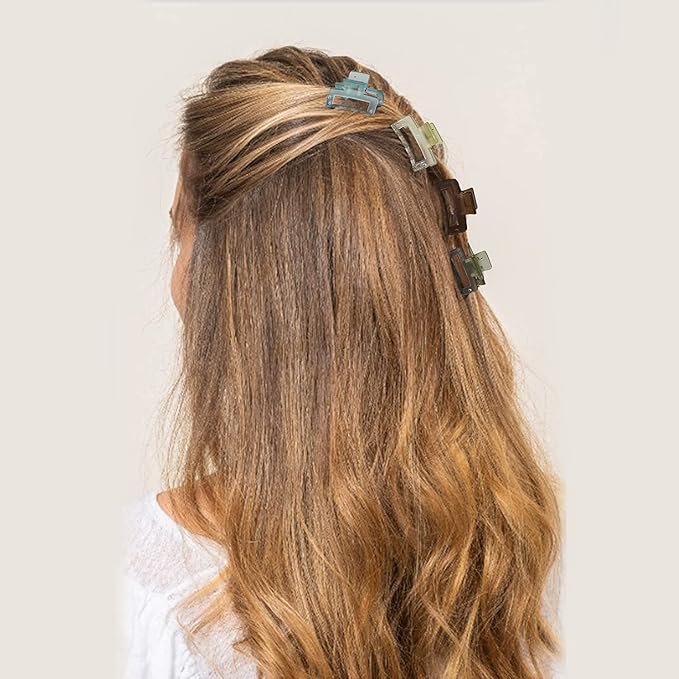 Small Tiny Claw Hair Clips for Women Girls for Thin/Medium Thick Hair, 1.5 Inch Mini Hair Jaw Clips Matte Rectangle Nonslip Clip with Gift Box (Matte+shiny color series)