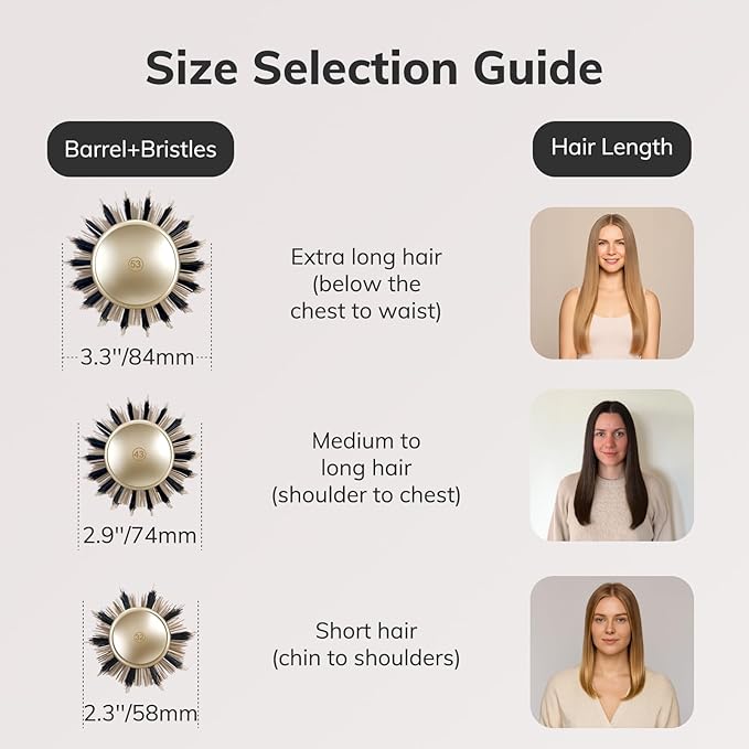 Round Brush for Blow Drying, Nano Thermal Ceramic & Ionic Tech Hair Brush with Boar Bristles, Professional Round Barrel Brush for Styling, Curling & Straightening by Sndyi (2.9 Inch, Barrel 1.7 Inch)