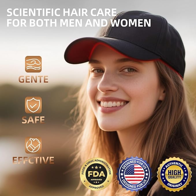 Red Light Therapy for Hair Growth Cap Adjustable Size for Men and Women, Upgraded Wireless Hat with Rechargeable Battery