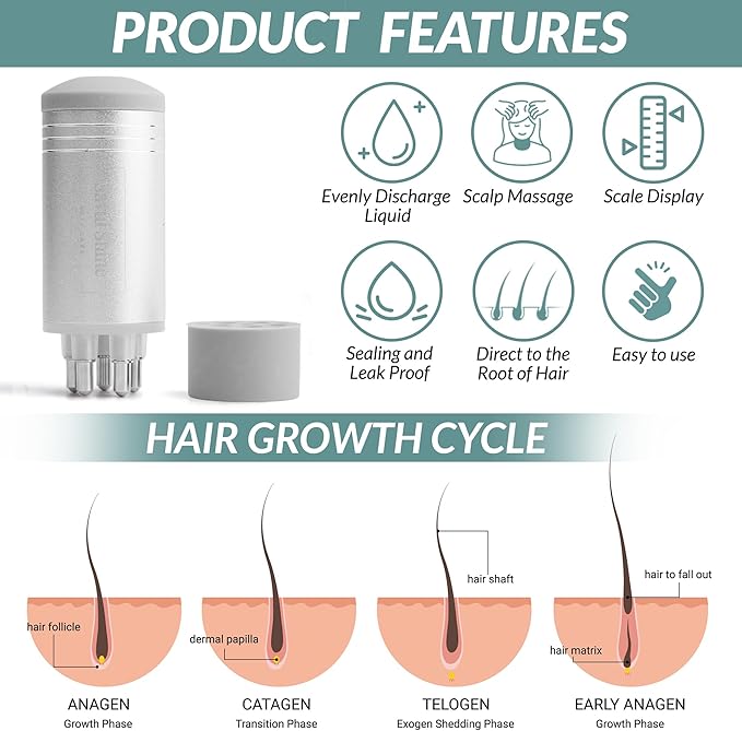 Minoxidil Applicator, Scalp Oil Applicator. Oil Comb. (Silver)