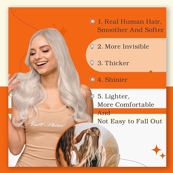 Full Shine Tape in Hair Extensions Silky Straight 18 Inch Color 1000 Blonde Adhesive Tape in Hair Extensions Human Hair Real Remy Human Hair Soft Glue in Brazilian Hair 20 Pcs 50 Grams