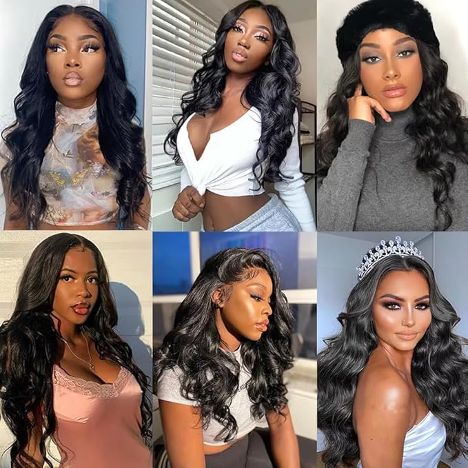 Body Wave Bundles Human Hair Color 1B Bundle Niegmeag Unprocessed Brazilian Virgin Remy Hair 3 Bundles 26 26 26 Inch Double Weft Soft and Silky Natural Black Body Wave Bundle Hair Weave