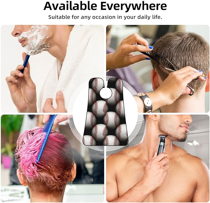 Beard Bib with 3 Suction Cups, Non-Stick Waterproof Hair Catcher Apron, Men's Shaving Essential for Grooming, Cool Baseball Shave Bib