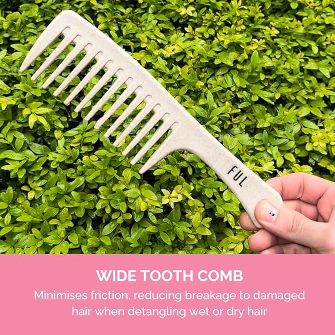 FUL: Curly Hair Products: Wide Tooth Comb for Afro, Curly, and Wavy Hair - Ideal Shower Comb for Detangling and Styling. Combs for women and also suitable as a mens comb