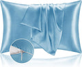 BEDELITE Satin Pillowcase with Zipper 2 Pack, Blue Pillow Cases Standard Size, Super Soft and Cooling Similar to Silk Pillow Cases, Gift for Women Men(20x26 Inches)