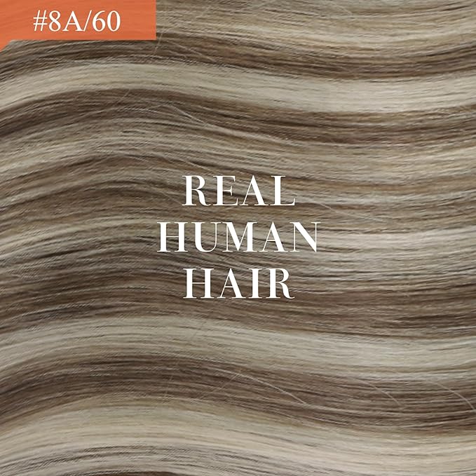 Ve Sunny Hair Extensions Ponytail Real Human Hair 80G Wrap Around Clip in Ponytail Hair Extensions Straight Extensions Human Hair for Women Light Brown Highlights Platinum Blonde 14inch