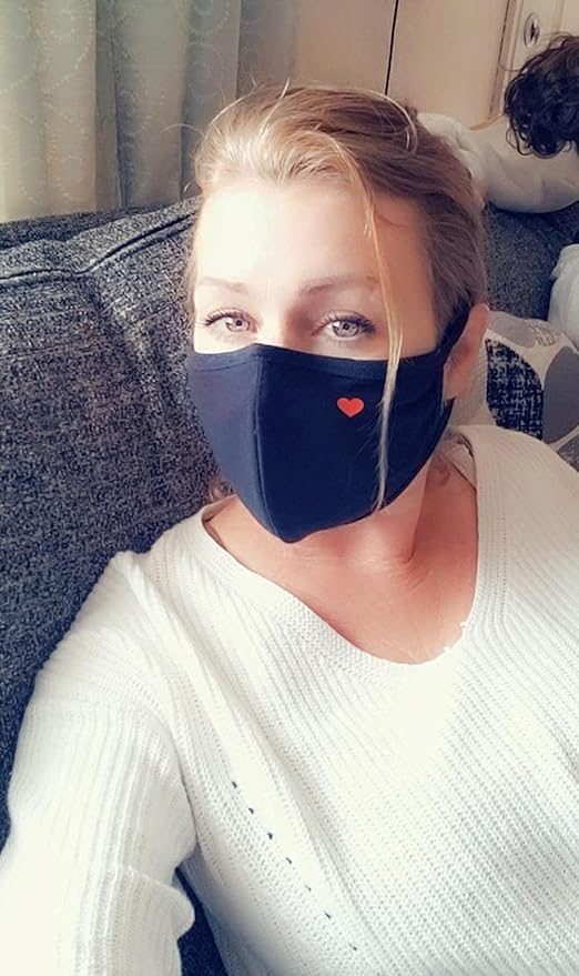 8 Pack Fashion Cute Heart Masks with Adjustable Nose Bridge - Mothers Day Gifts, Gifts for Women Travel Unisex Cotton Cloth Adult Face Mask - Washable Reusable for Women Men Youth