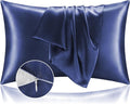 BEDELITE Satin Pillowcase with Zipper, Navy King Size Pillow Cases Set of 2, Super Soft and Cooling Similar to Silk Pillow Cases, Gift for Women Men(20x40 Inches)