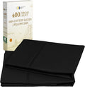 California Design Den Standard Queen Size Pillowcase Set - 400 Thread Count, 100% Cotton Sateen, Set of 2 Pillow Covers, Soft and Breathable - Black