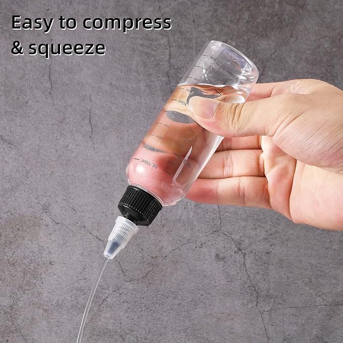 driew Applicator Bottles for Hair, 16.9oz Hair Squeeze Bottle for liquids Twist-On Top Tip Cap with Ratio Graduated Scale Color Applicator Bottle Dye Pack of 2 (3.4oz)