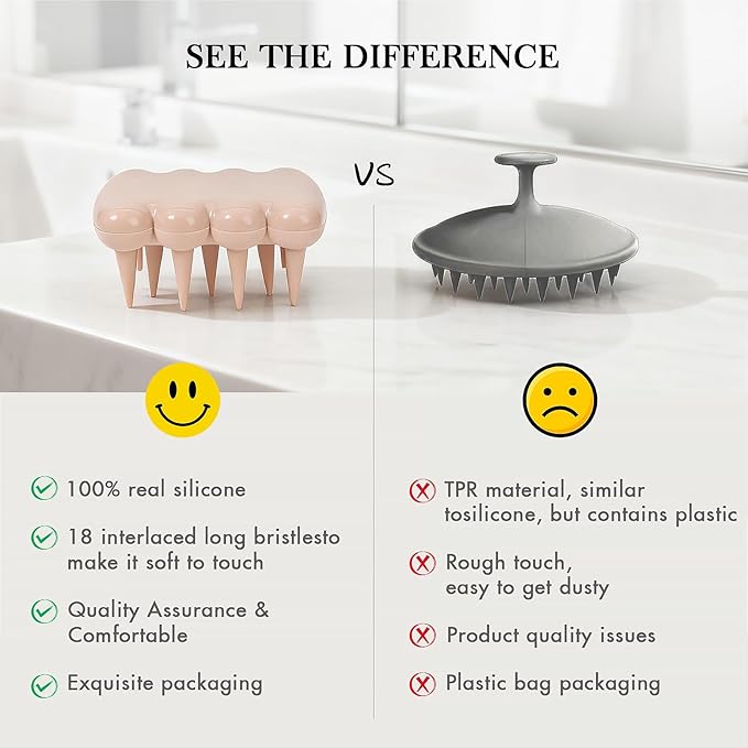Luxury Shampoo Brush, Scalp Massager and Exfoliator Features Soft Bristles to Aid in Dandruff Relief, Increase Circulation, Stimulate Hair Growth for Healthy Looking Hair