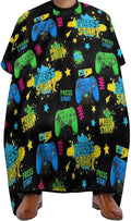 Women Cool Blue Video Game Weapon Games Pattern Art Barber Hairdressing Cape, Full Coverage Hairdressing Haircut Apron for Barbers, Haircut Tools