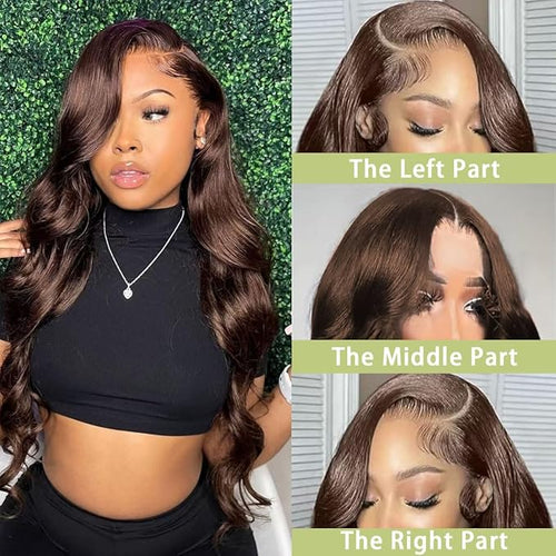 13x6 HD Lace Front twigs Human Hair Pre Plucked 200% Density Body Wave Chocolate Brown Lace Front Wig Brown Wigs Human hair 30inch for Women