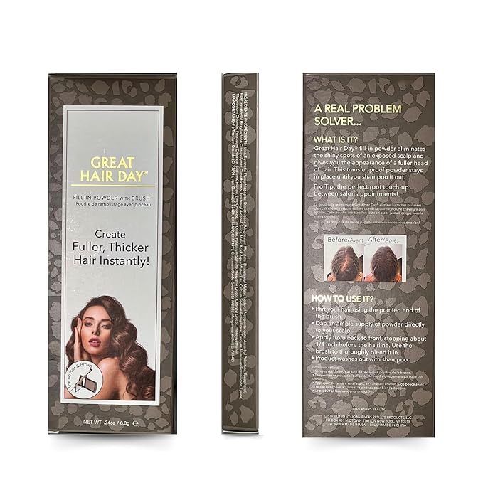 Joan Rivers Great Hair Day Root Touch Up Powder – Fill-in Powder for Thicker, Fuller Looking Hair (White)