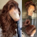 Chocolate Brown Lace Front Wigs Human Hair with Baby Hair 200 Density 13x4 Body Wave Lace Frontal Human Wigs Pre Plucked 4# Brown Wig 30 Inch