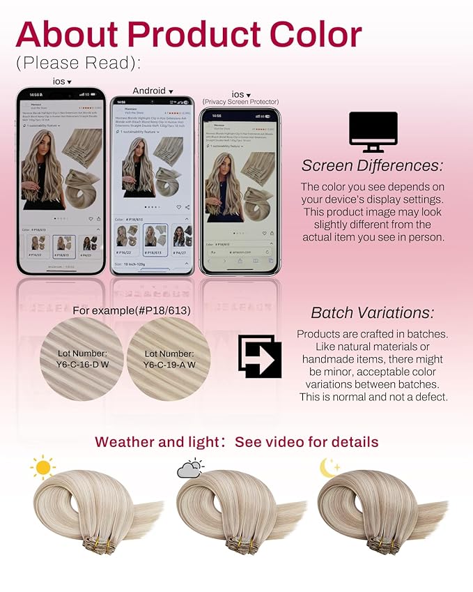 Moresoo Blonde Clip in Hair Extensions Blonde Highlights Human Hair Clip in Extensions Ash Blond with Bleach Blond Remy Human Hair Long 120g/7pcs 22 inch